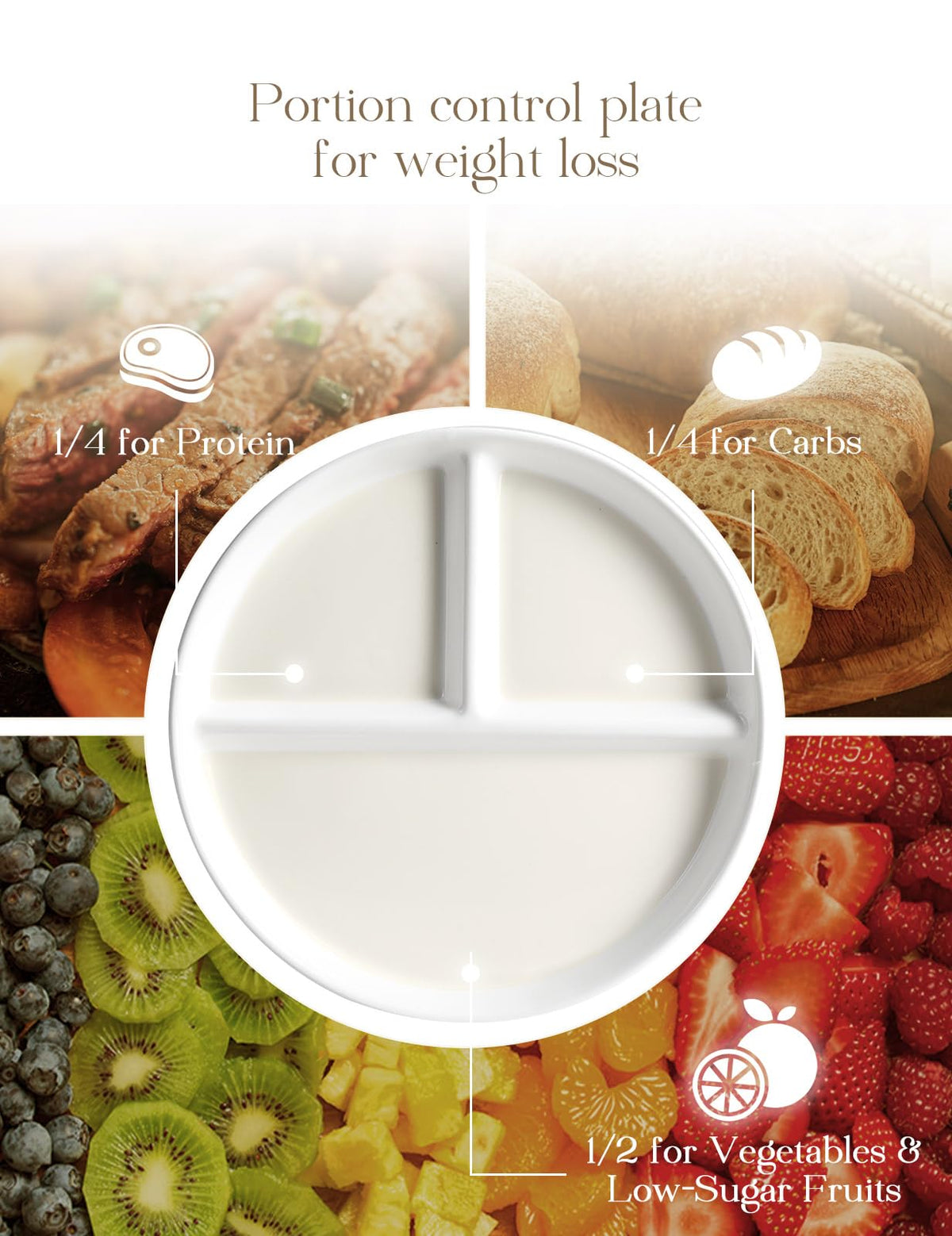 AISBUGUR 9-inch ceramic plate highlights veggie-heavy portioning for meals