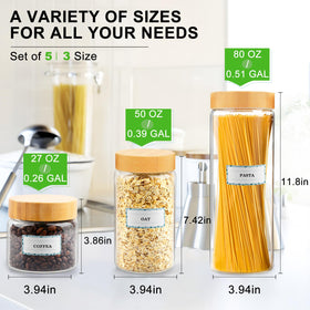 AISIPRIN 50oz glass jar with bamboo lid preserves coffee and cereals for freshness.