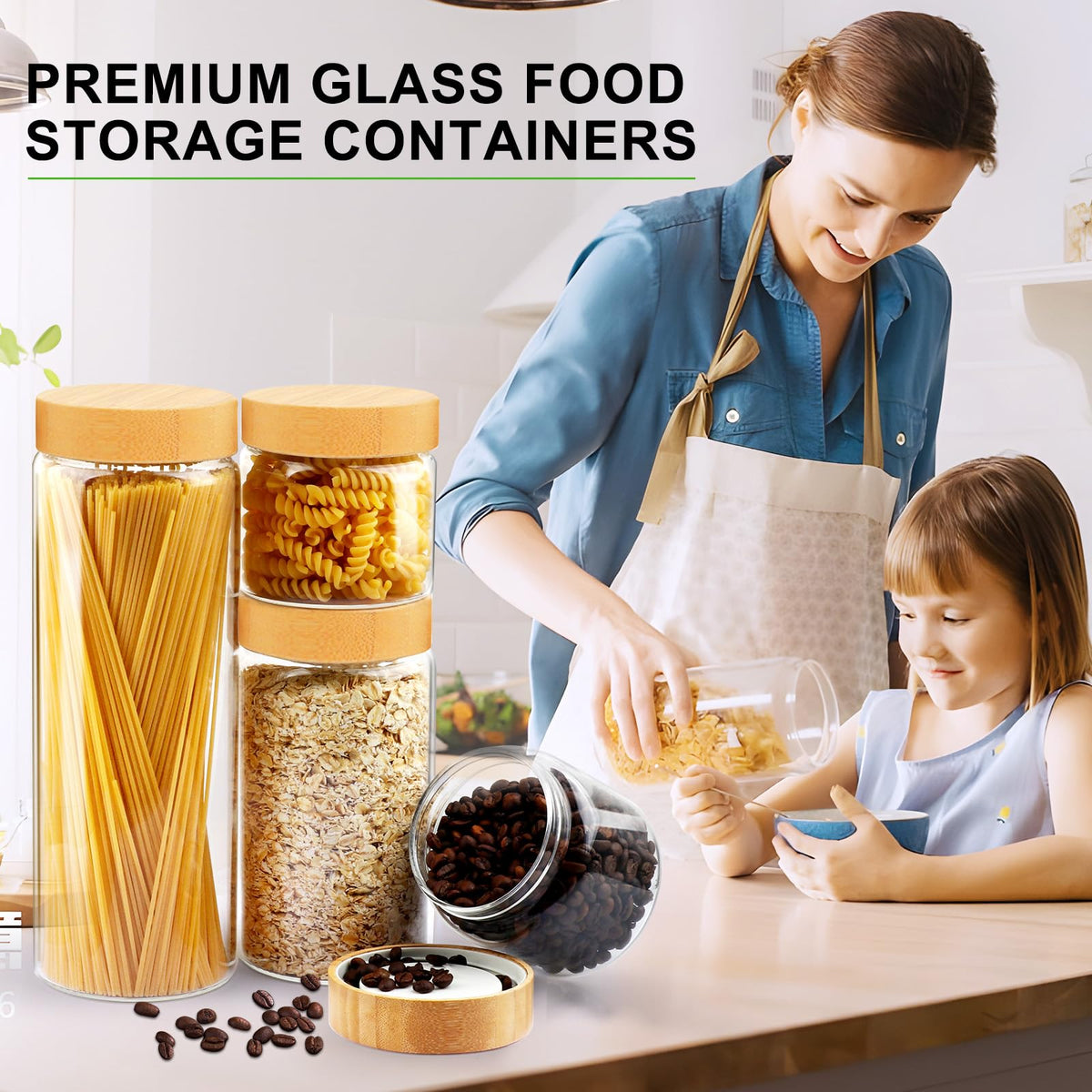 AISIPRIN bamboo lid seal helps keep food dry and organized in jars.