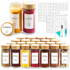 AISIPRIN glass spice jars front view shows clear visibility for easy pantry organization.
