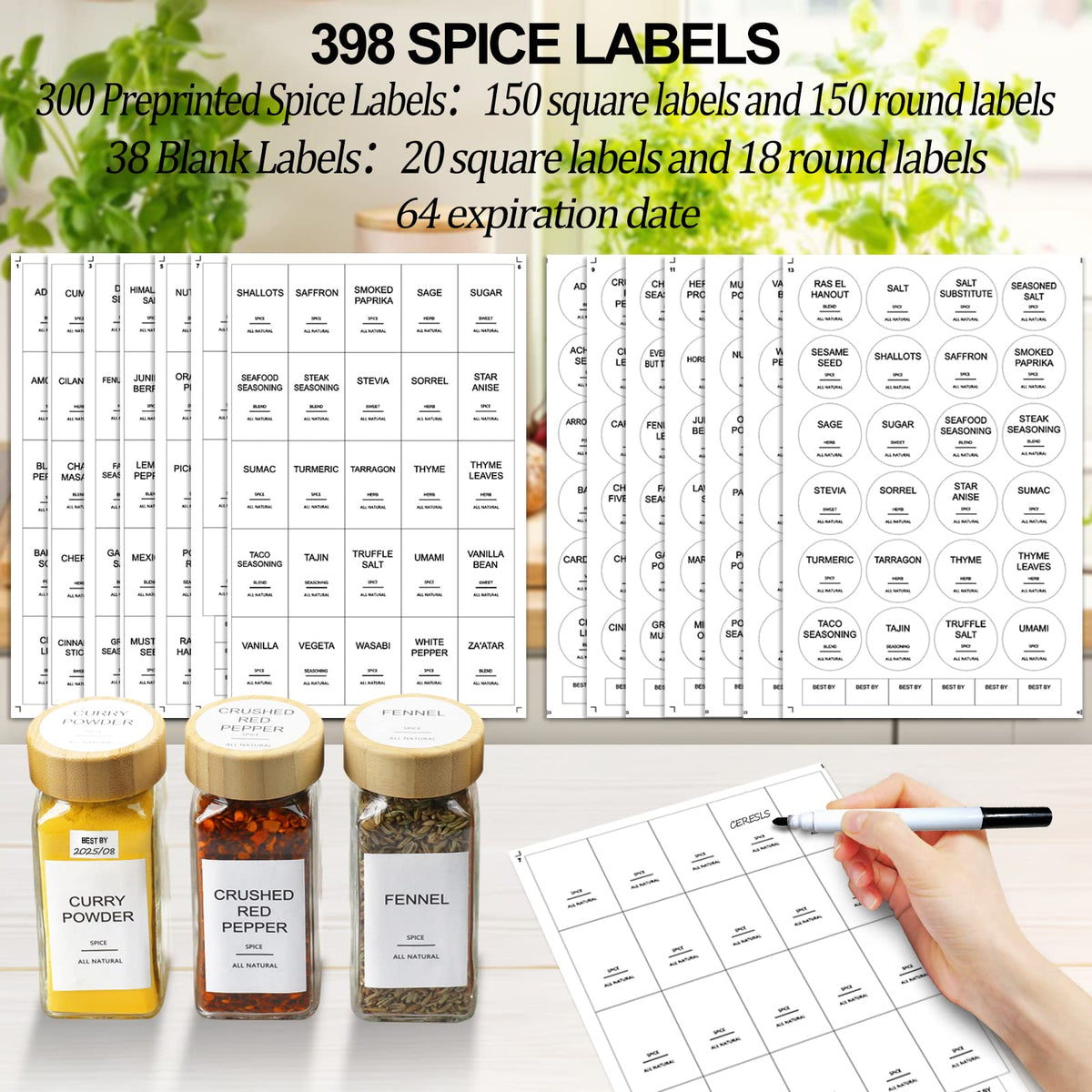 AISIPRIN waterproof labels help quickly identify spices and prevent smudges.