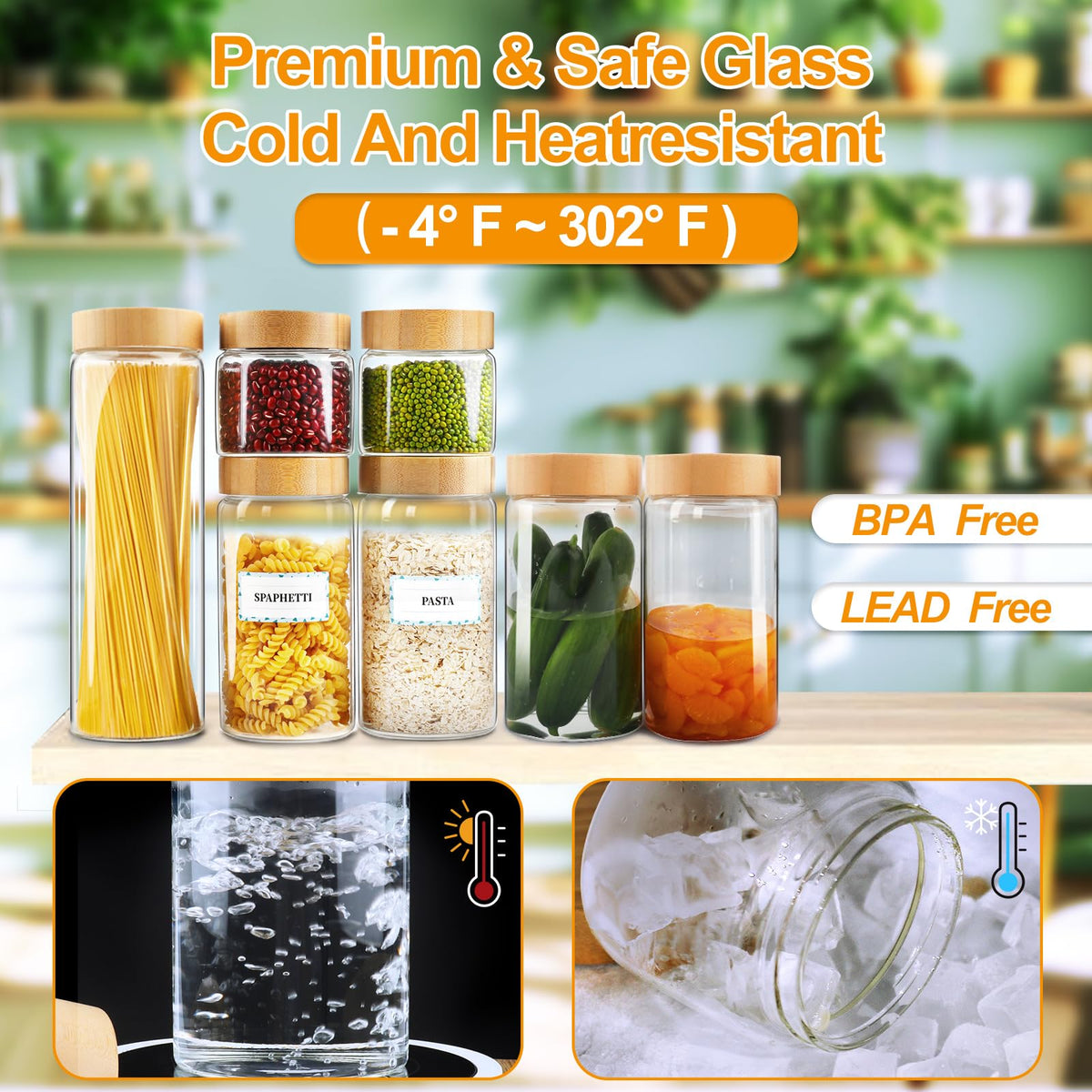 AISIPRIN pantry-organization jar set enhances kitchen storage and aesthetics.