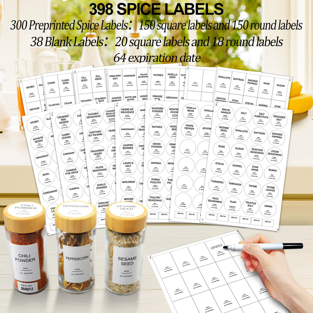 AISIPRIN 2-in-1 shaker lids image shows dual ports for spices.