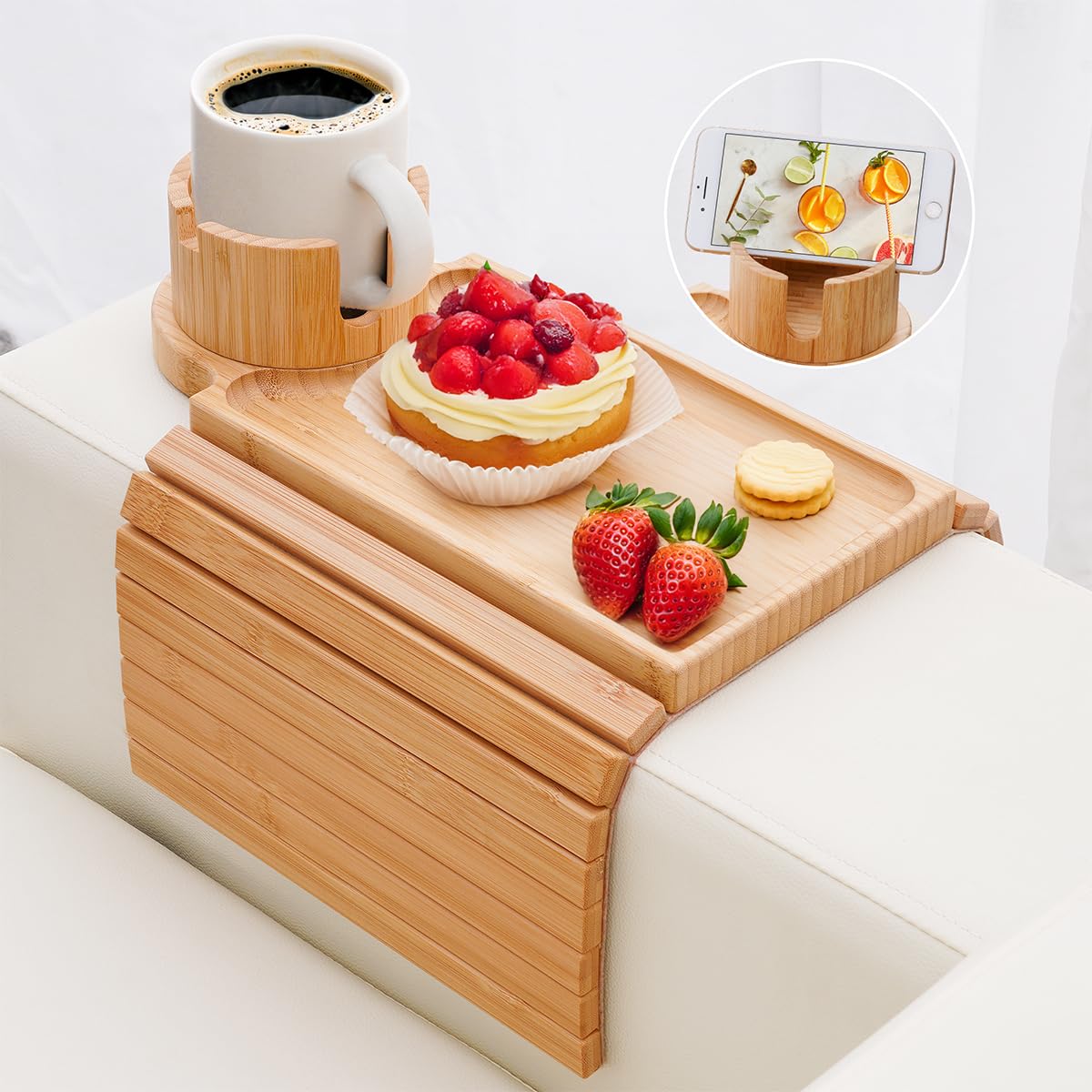 AISONGDONG couch cup holder with 360-degree rotation for easy access