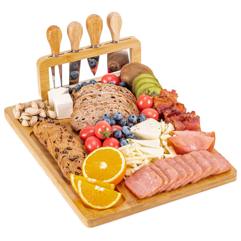 AISOSO charcuterie board wooden tray for elegant entertaining and ample serving space.