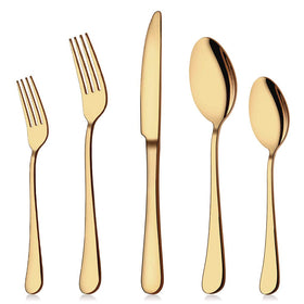 Aisoso gold flatware set 8 dinner knives with mirror finish for refined table settings.