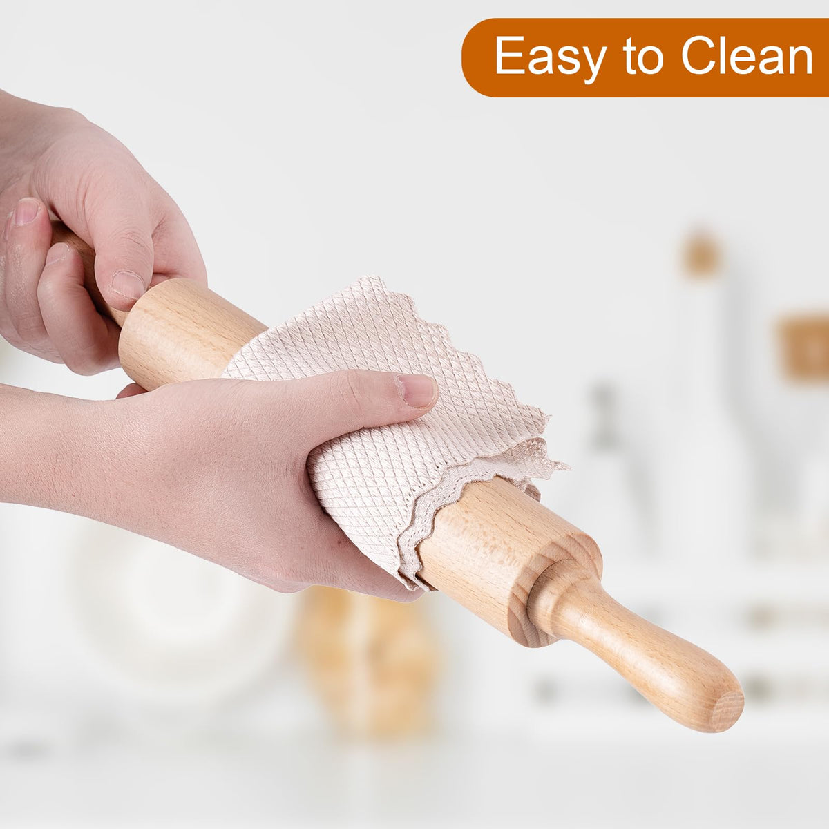 AISOSO easy-clean rolling pin stores neatly in kitchen cabinets