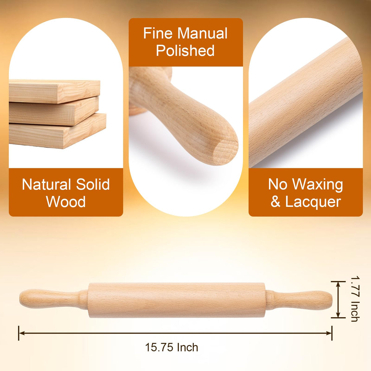 AISOSO one-piece center rolling pin design enhances durability and rolling ease