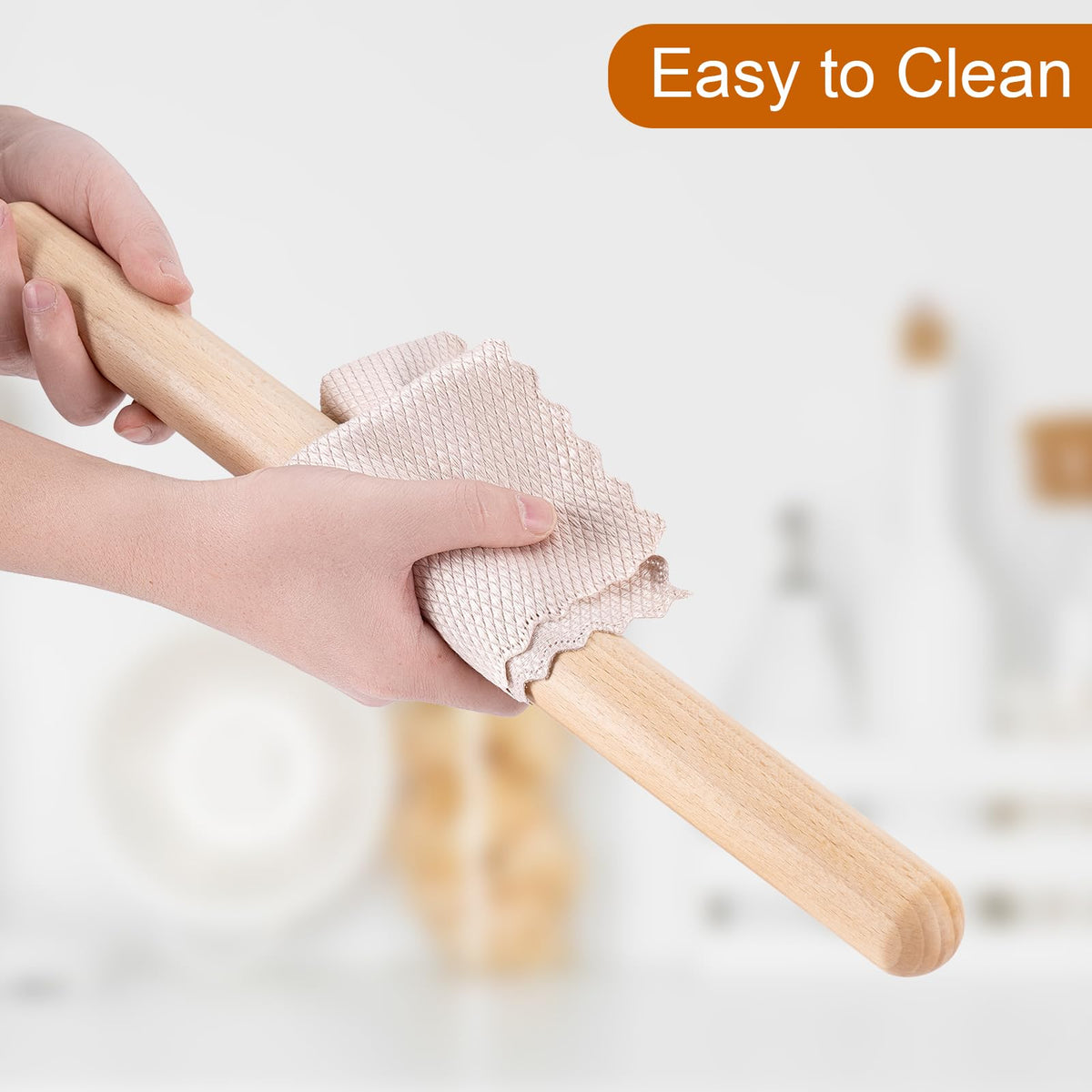 Aisoso rolling pin stored in a kitchen cabinet to protect the surface