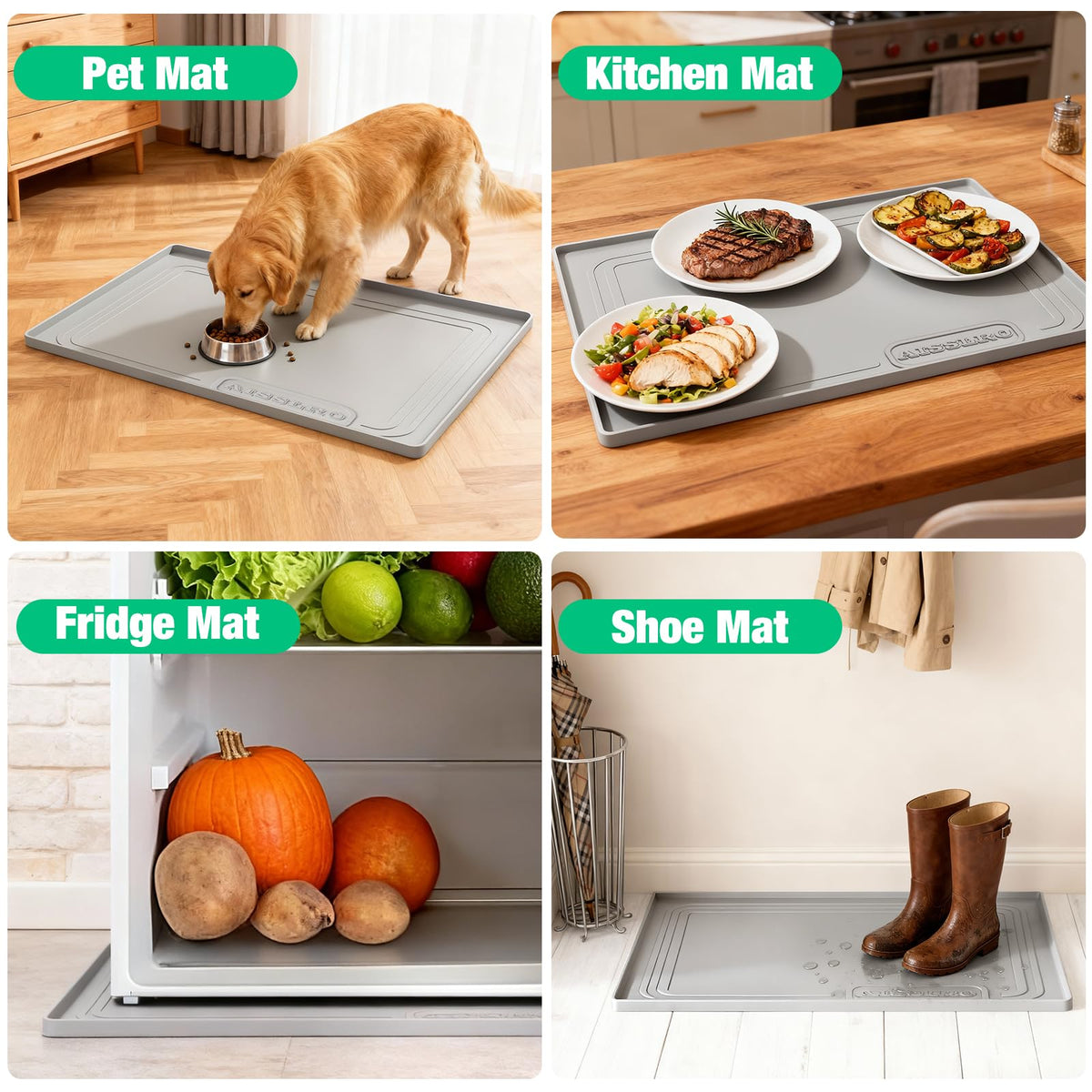 Aisslro under sink mat adjustable fit for pipes and uneven surfaces