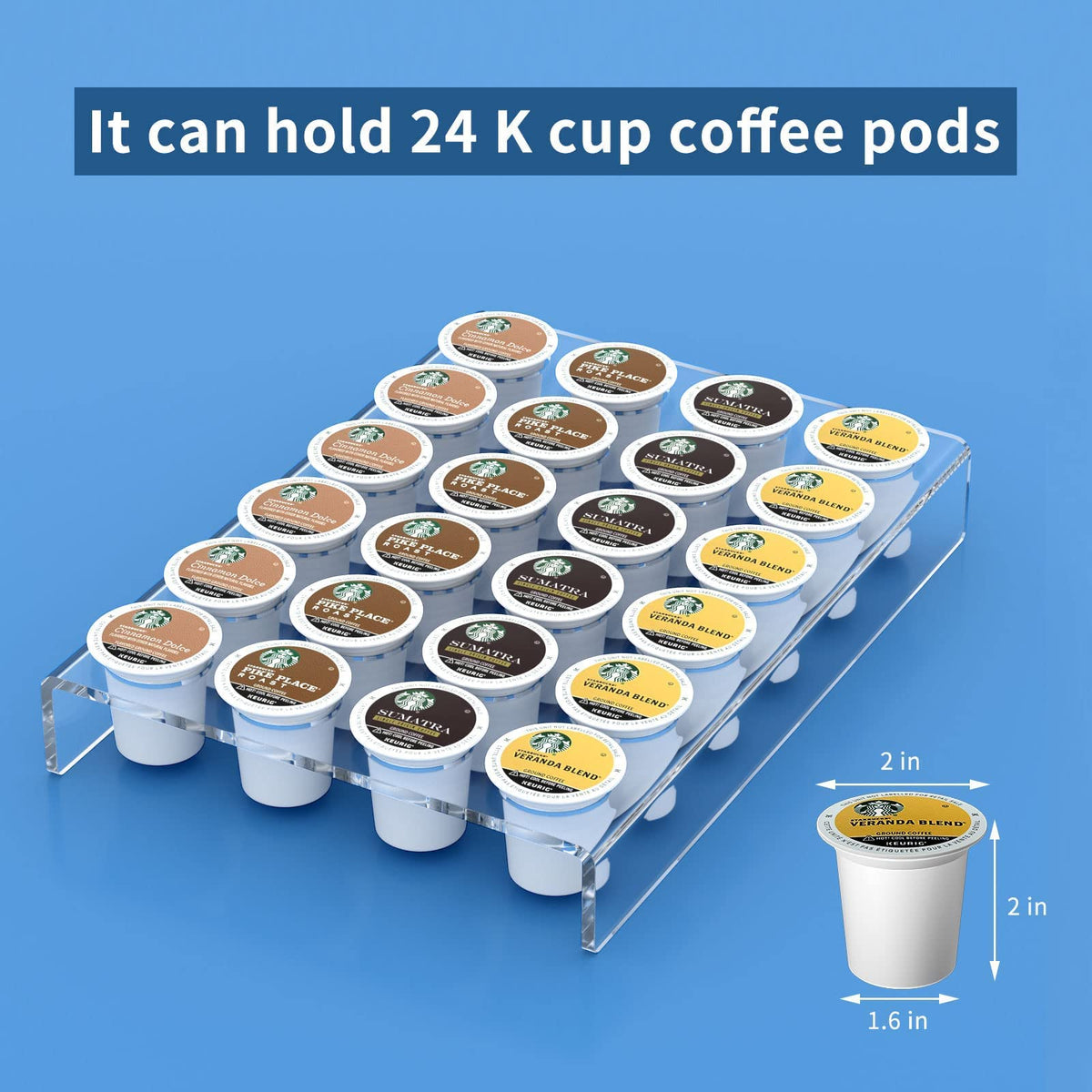 Transparent pod holder by AITEE for tidy coffee pods