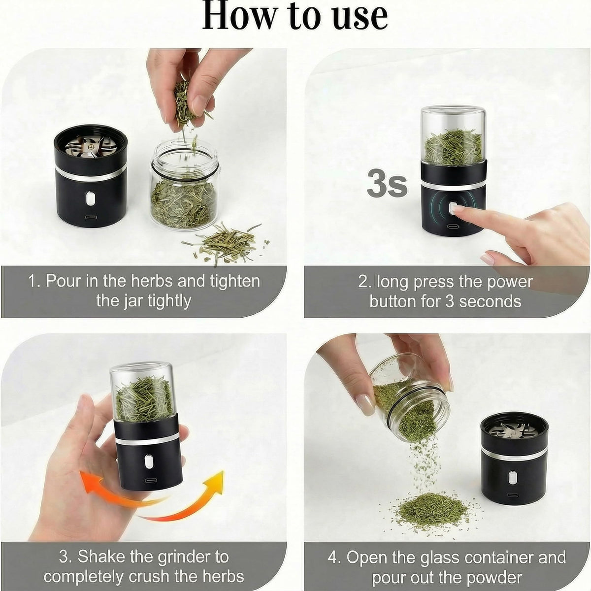 AiTURE Upgraded Mini Grinder USB charging enables on-the-go power.