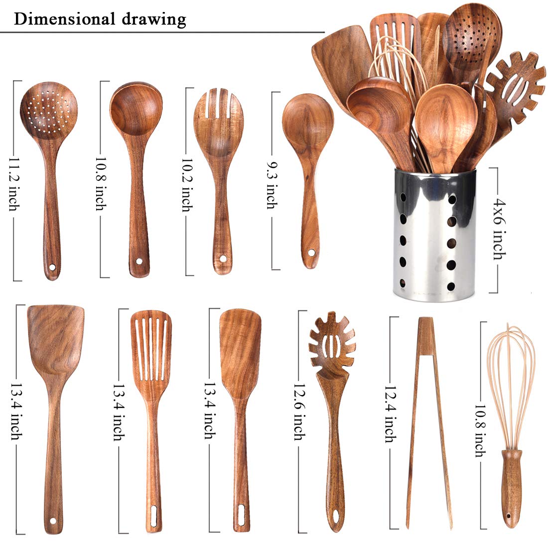 AIUHI teak wood spoons for precise stirring and nonstick care