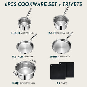 AIVIKI 10-inch fry pan with durable tri-ply construction for consistent browning.