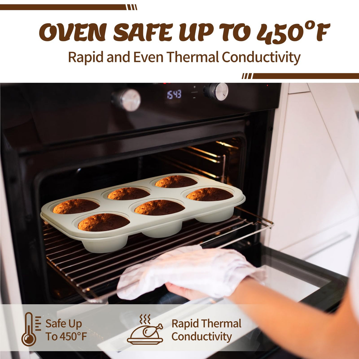 AIVIKI muffin pan yields evenly baked muffins with easy release