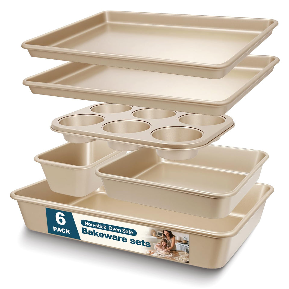 AIVIKI baking pans set with all pieces neatly arranged for versatile home baking