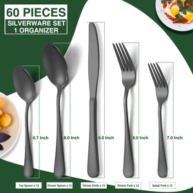 AIVIKI black flatware with ergonomic handle for comfortable daily use.