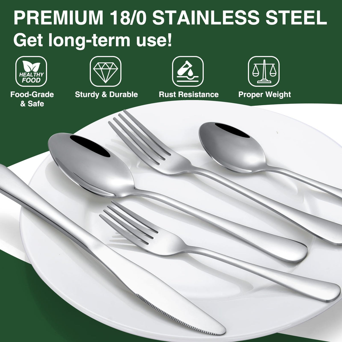 AIVIKI dinner forks, 12-piece, sturdy stainless steel for daily meals.