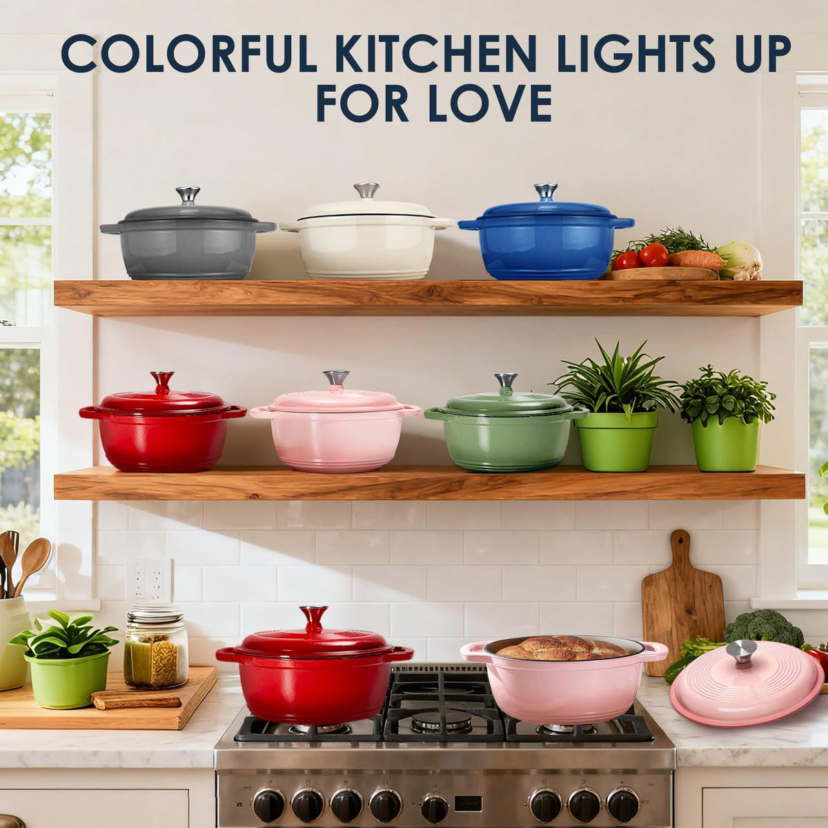 AIVIKI 5-quart Dutch oven serves 4 to 6 meals.