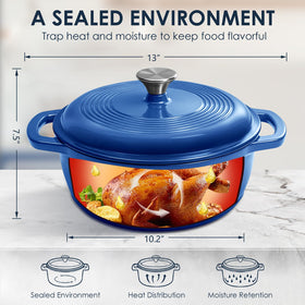 Lid on AIVIKI Dutch oven sealing moisture for richer, tender results.