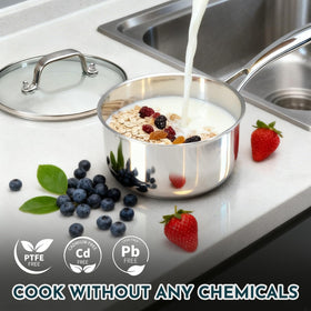 AIVIKI cookware set oven-safe up to 500°F for finishing dishes.