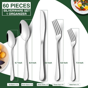 AIVIKI salad forks, 12-piece, durable stainless steel for fresh salads.