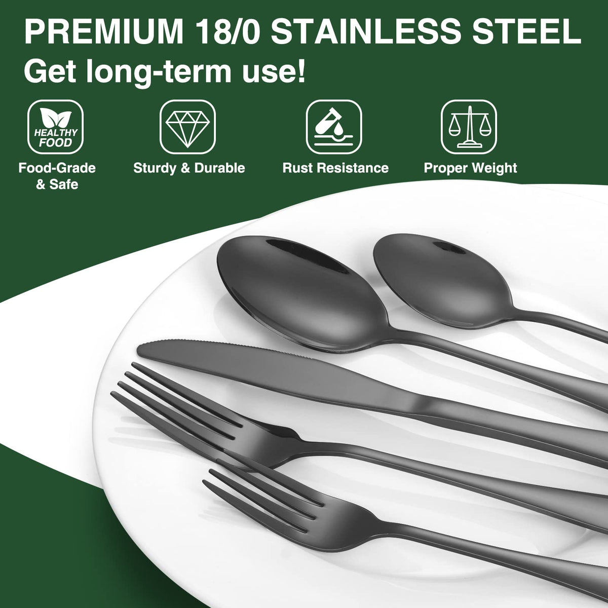 AIVIKI stainless steel spoons and forks for versatile home dining.