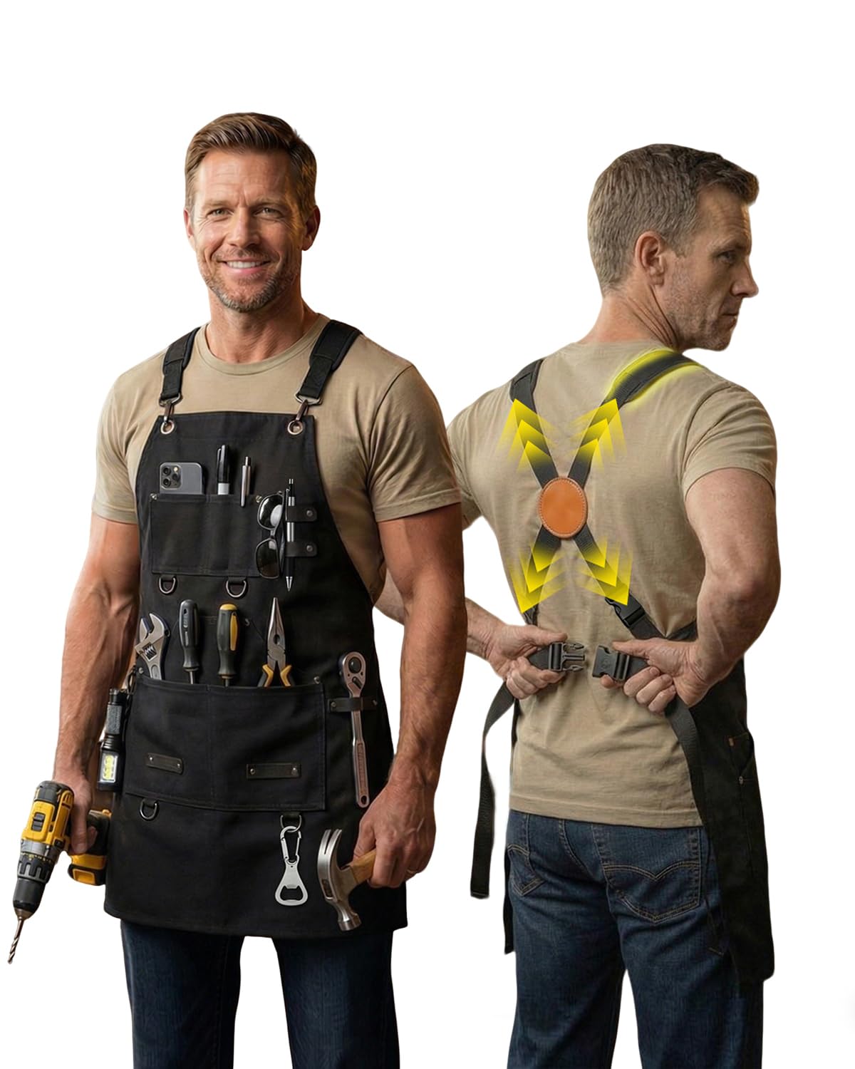 AIWISU heavy-duty canvas apron with quick-release buckle keeps tools at hand.