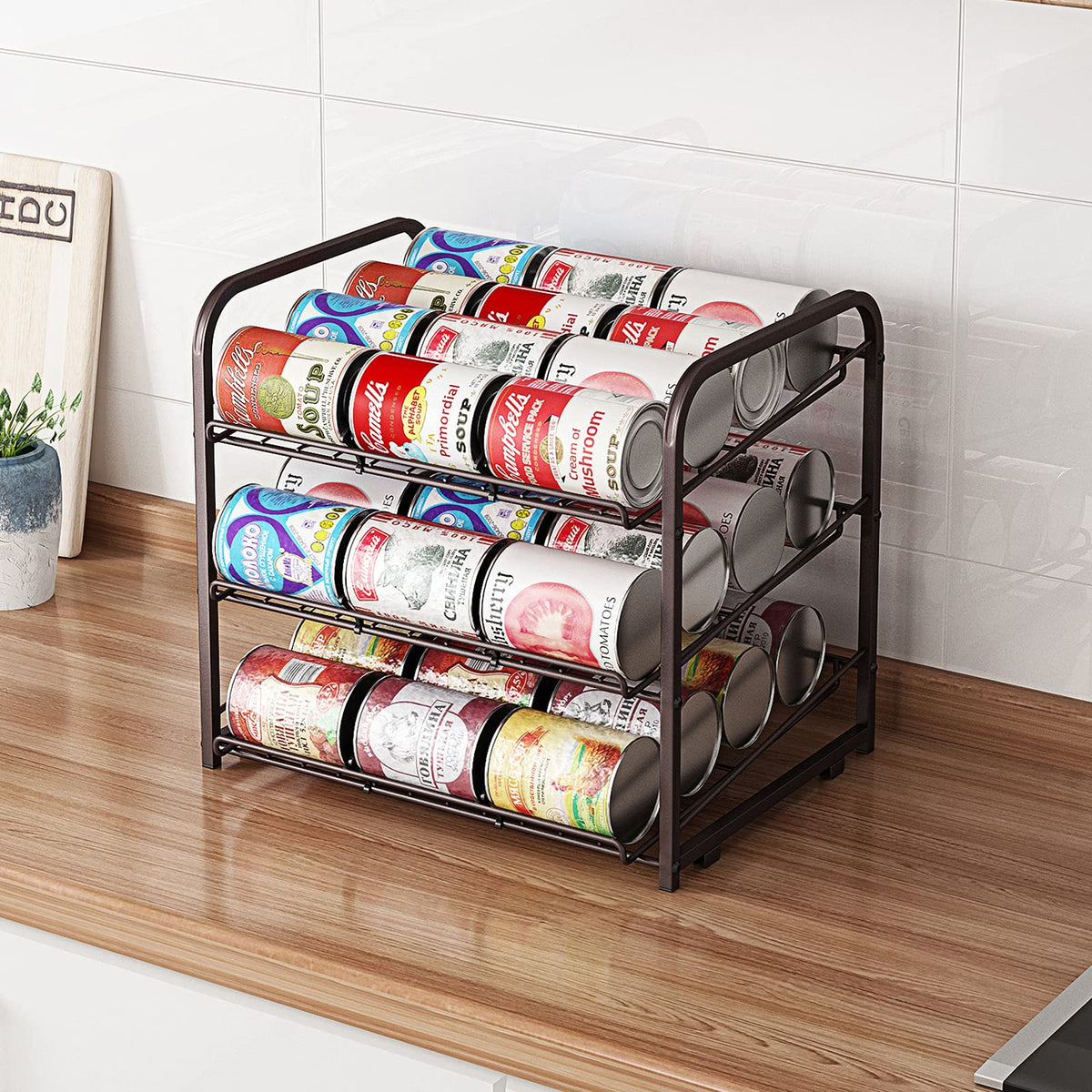 AIYAKA bronze rack with adjustable dividers for customizable can spacing