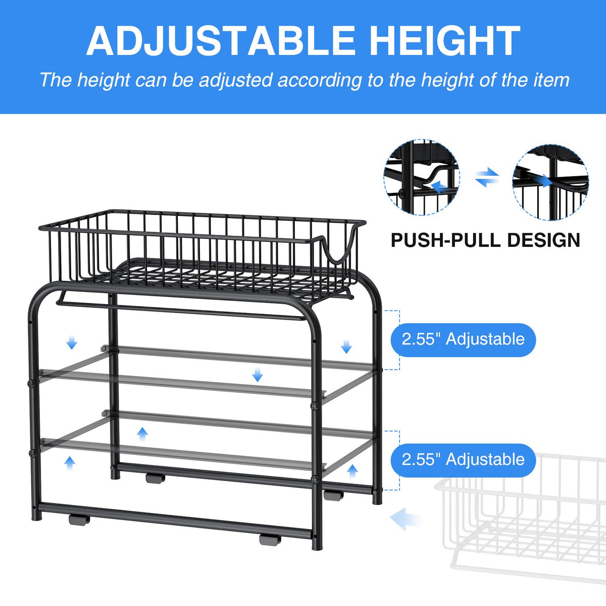 AIYAKA stackable mesh basket storage for pantry and cabinets