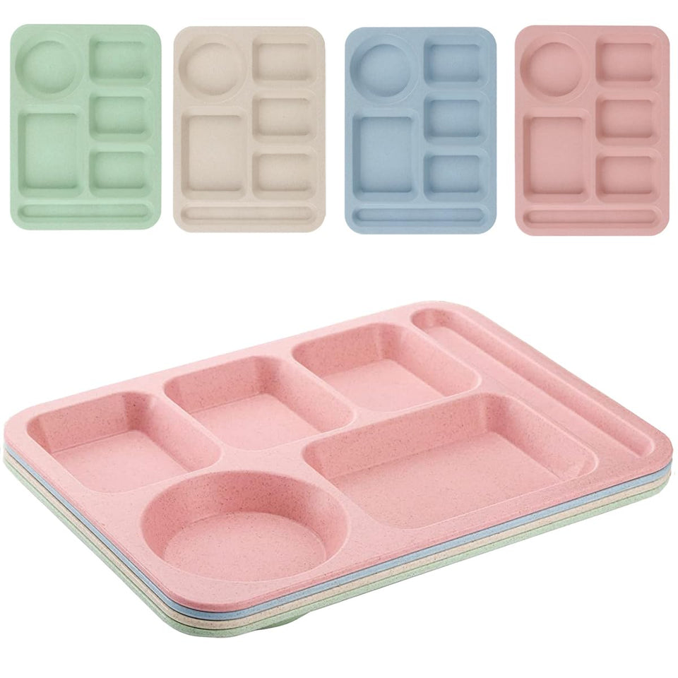 AIYoo 14-inch six-compartment divided plate keeps meals organized for home or travel.