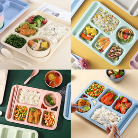 AIYoo colorful 4-pack divided plates brighten family meals.