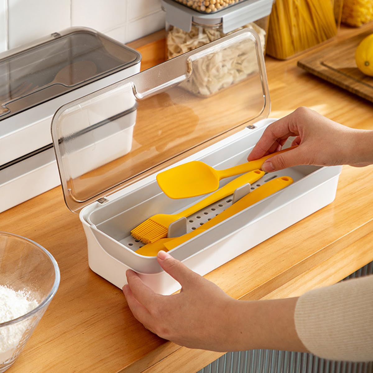 AIYoo drawer organizer fits 12.6x4.7x2.4 inch spaces for compact storage.