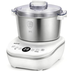 AIZIYO DoughChief front view with 7.4QT stainless bowl for home bread and pizza dough