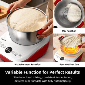 AIZIYO DoughChief top-opening design lets you add ingredients without pausing.