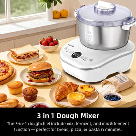 AIZIYO DoughChief removable lid enabling easy ingredient additions mid‑mix