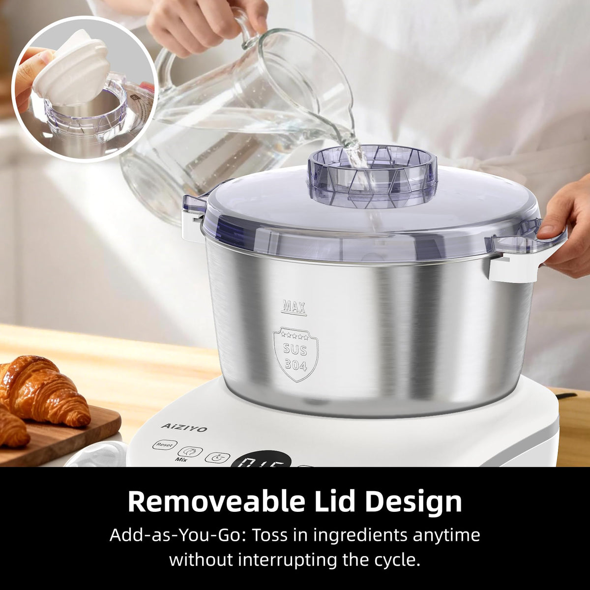 AIZIYO DoughChief S-shaped dough blade for gentle kneading simulation