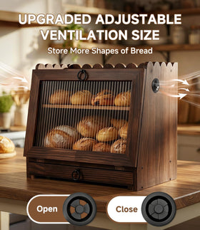 AIZMOZIA breadbox vent holes back promotes freshness and balanced airflow.