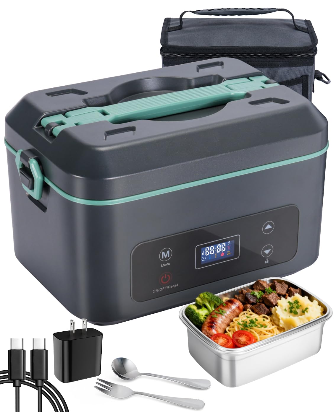 AIZOCO cordless lunch box front view, ideal for office meals.