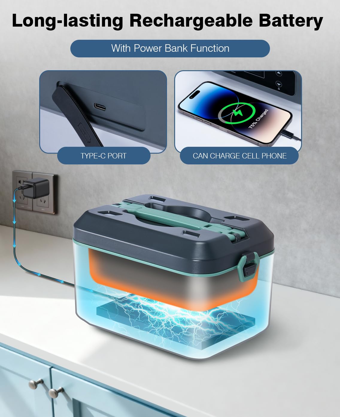 AIZOCO leak-proof lid with divider for meal separation.