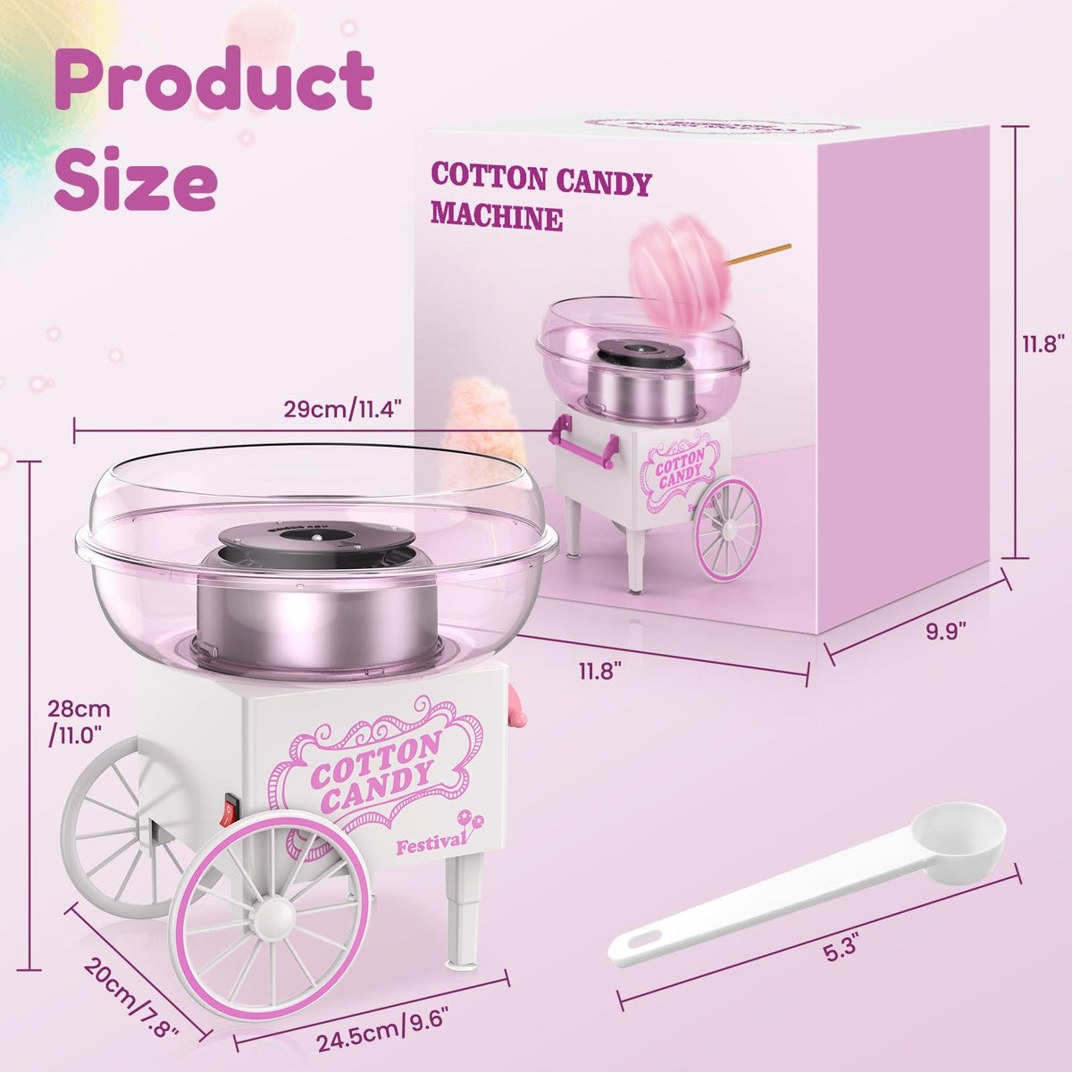 Ajgvq cotton candy machine mini top view emphasizes compact footprint for small spaces