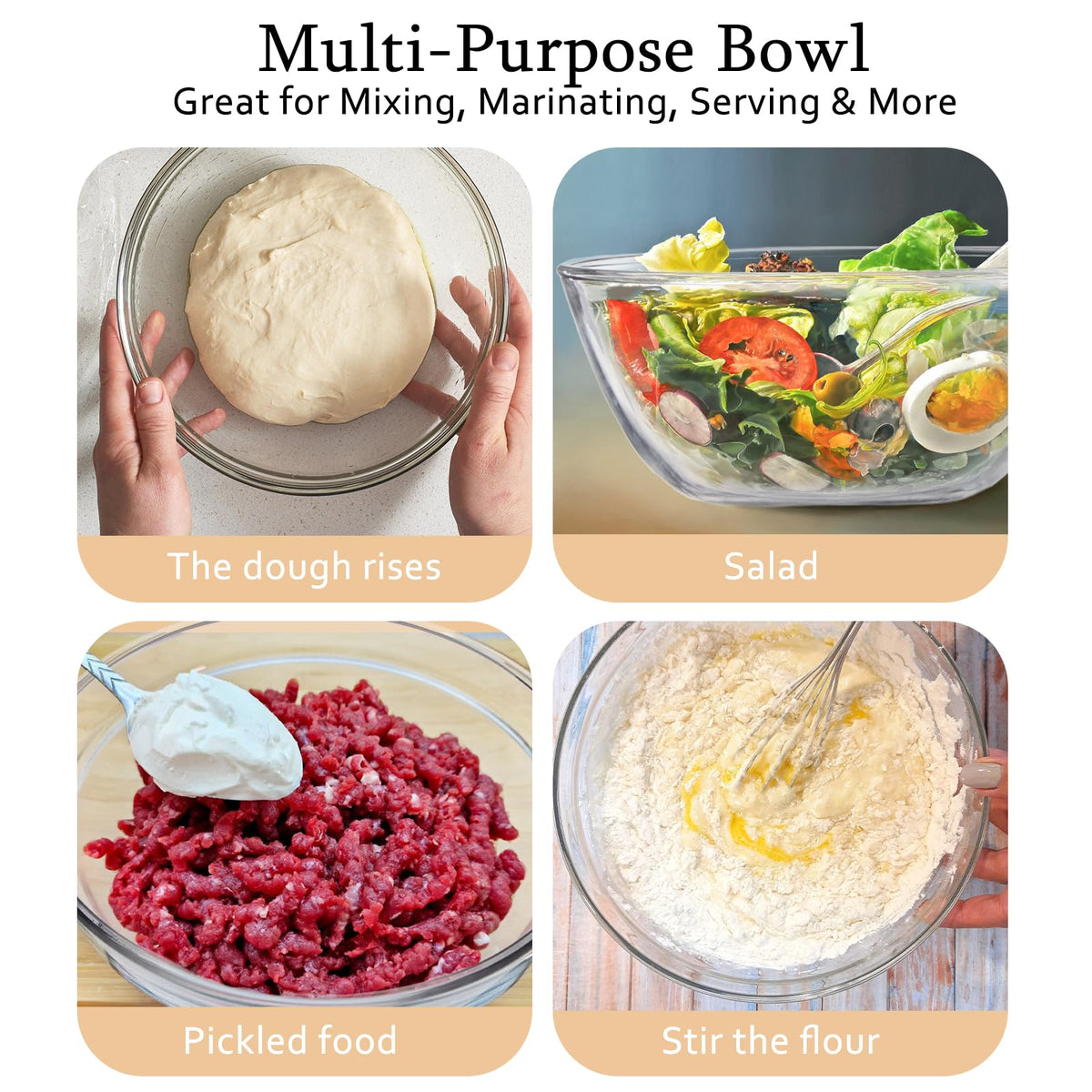 Ajrwiiy durable bowl suitable for mixing, chilling, and baking prep in a home kitchen.