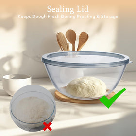 Ajrwiiy transparent glass bowl enables easy observation of dough rising.