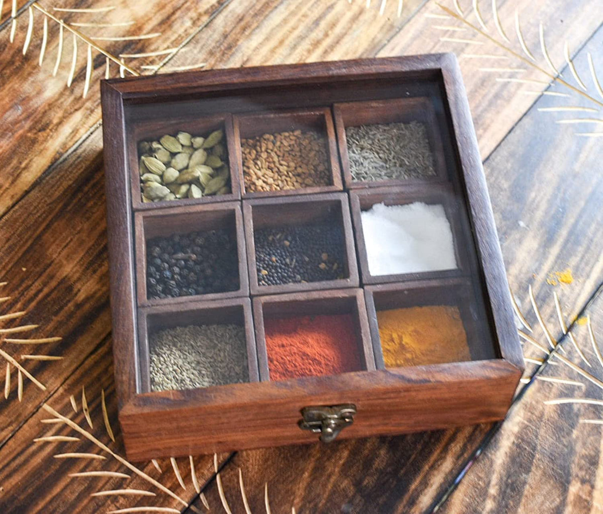 Ajuny easy-clean spice box simplifying maintenance with wipeable wood surface