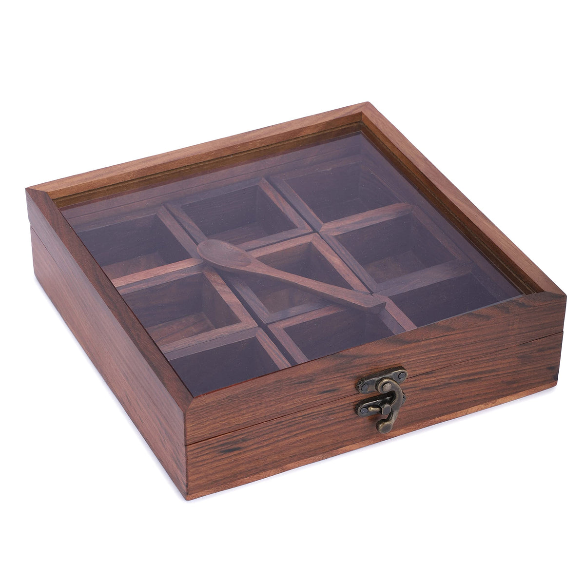 Ajuny masala dabba with 9 removable compartments keeps spices neatly separated