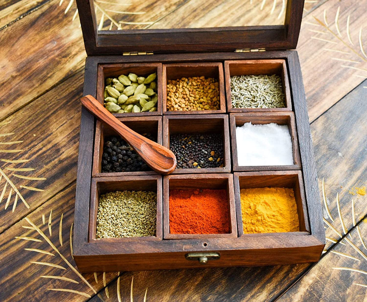Ajuny spice box glass top view allows quick content viewing