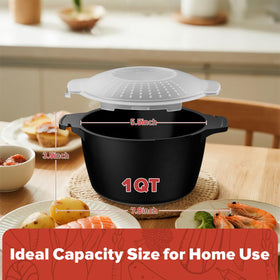 AJXX Filter lid steamer ensures optimal humidity and drainage.