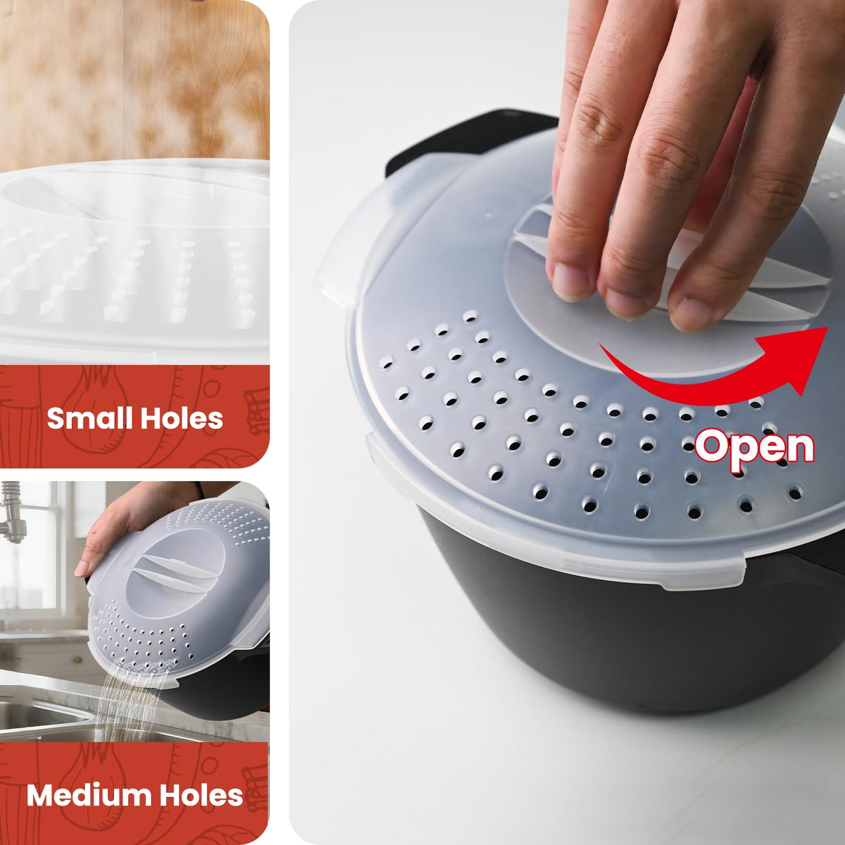 AJXX Inner wall marks help precise portioning for meals.