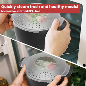 AJXX microwave cooker with lockable lid for spill-free cooking