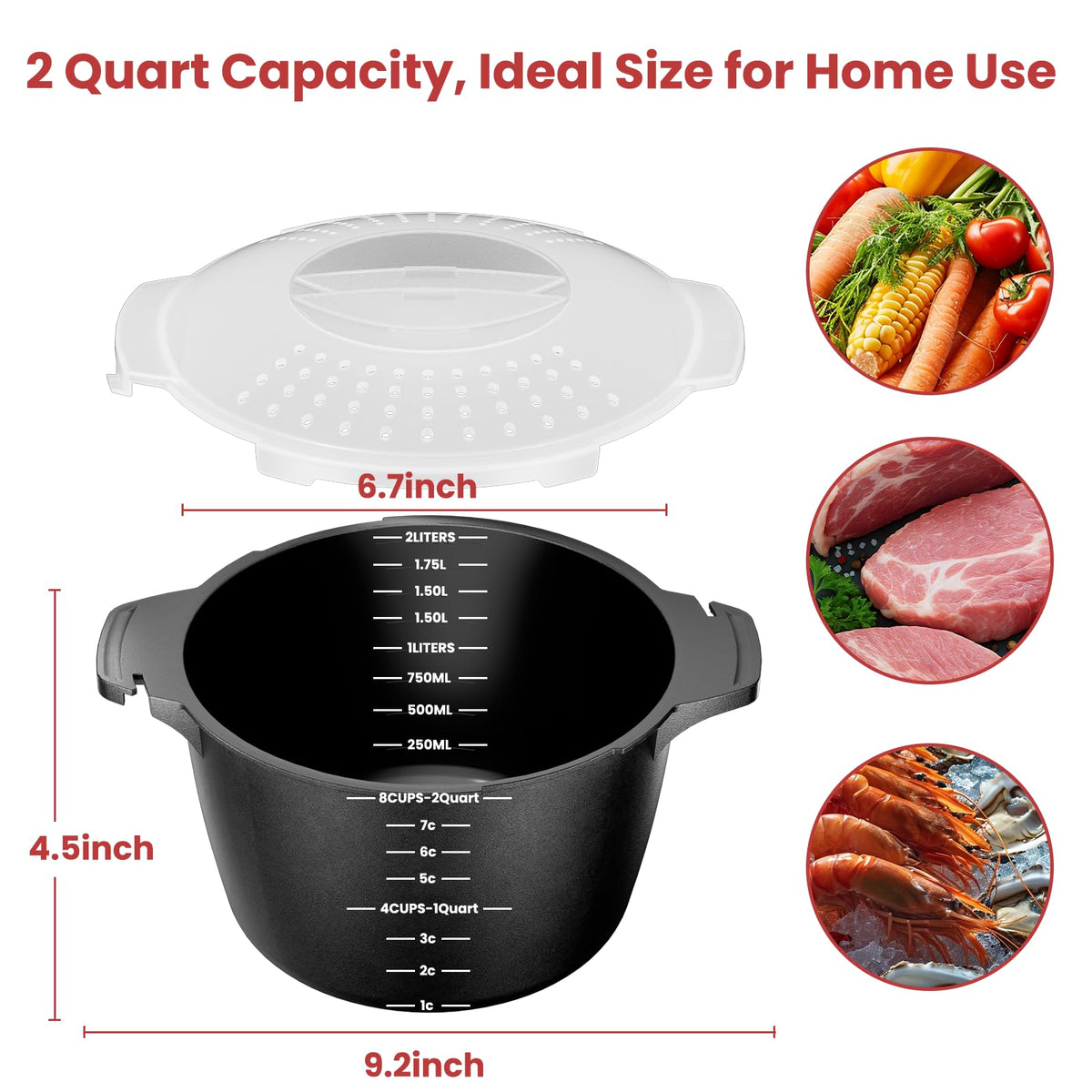 AJXX removable filter steamer maintains moisture while draining excess liquid
